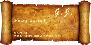 Géczy József névjegykártya